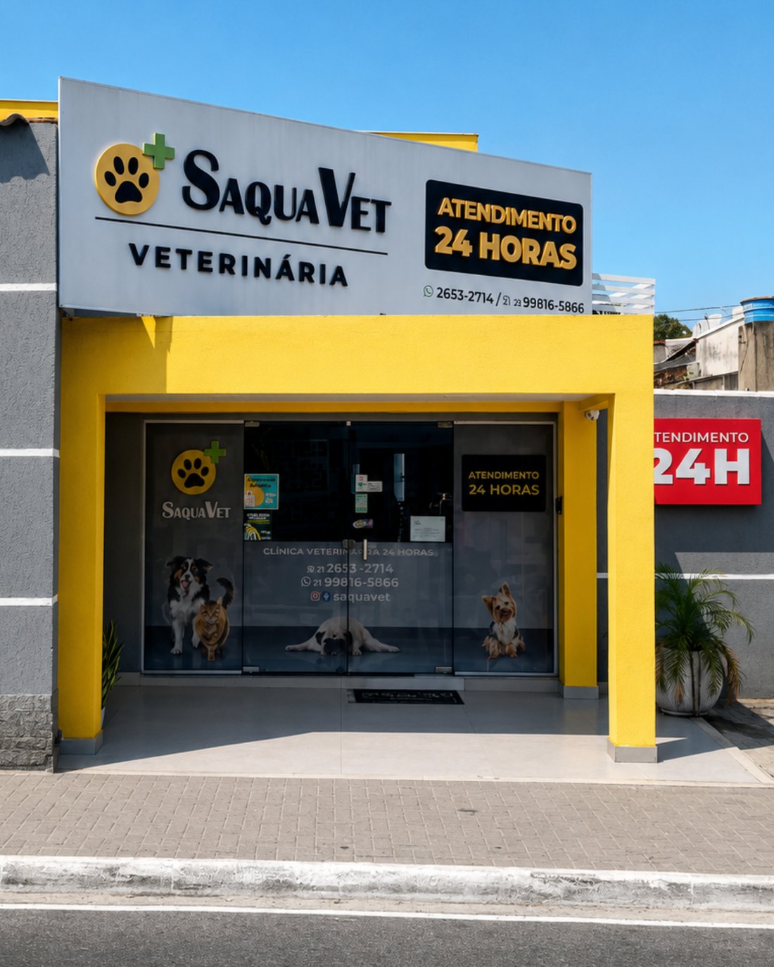 Fachada da clínica SaquaVet Veterinária 24 horas em Bacaxá, Saquarema